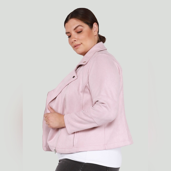 [X & 1X] NWT DEX Plus Moto Jacket - Pink Petal - Picture 2 of 16